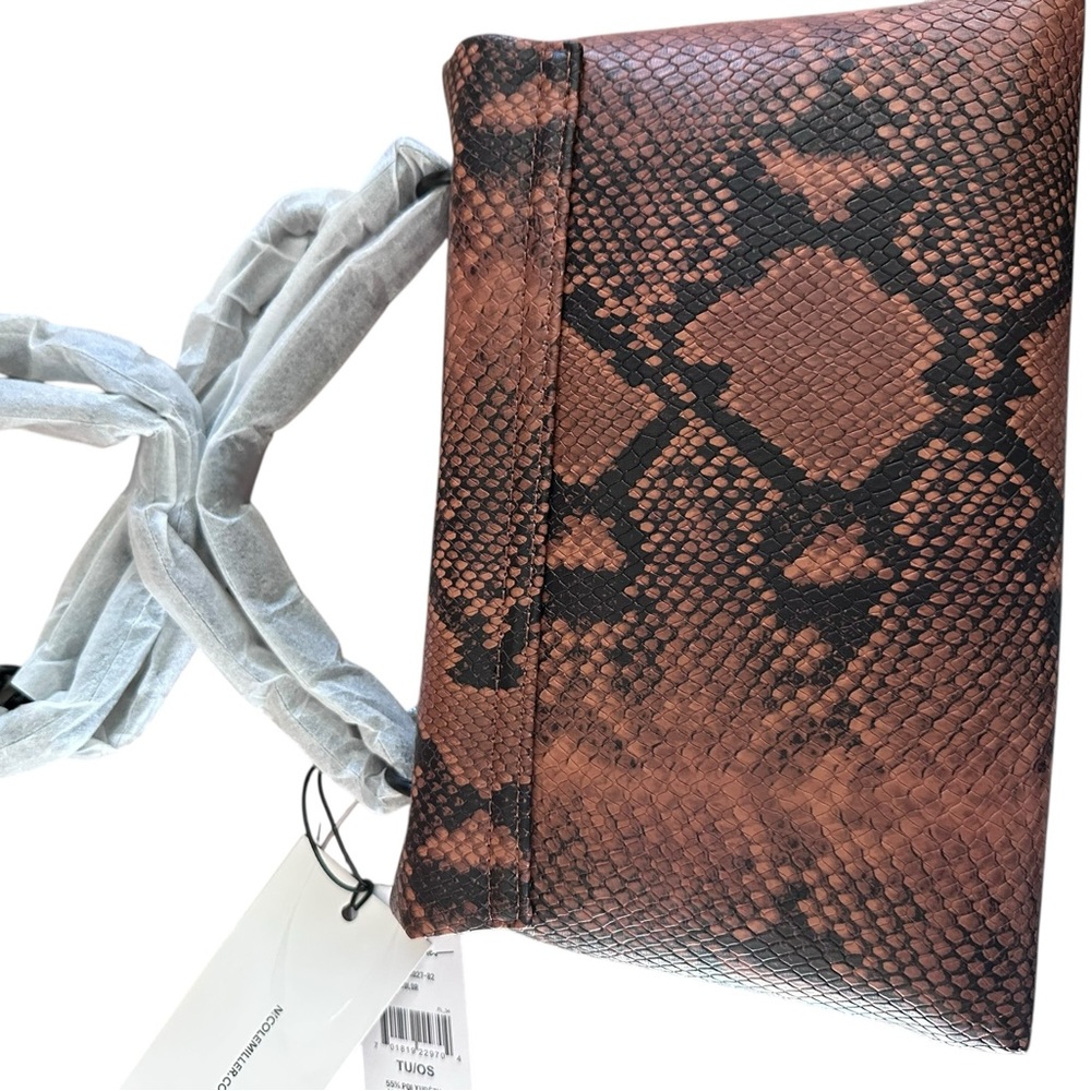 Nicole Miller Black and Brown Snake Print Clutch - Picture 4 of 4